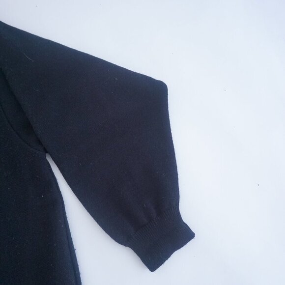 Vintage '80S Leather Fog Black 3D  Eclectic Grandpa Wool V-Neck Knit Sweater 3X - Picture 4 of 10